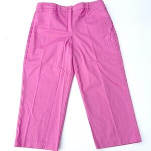 Wms Coastal Grandma Crop Pants 14 Preppy Pink Stretch Straight Leg Office Resort